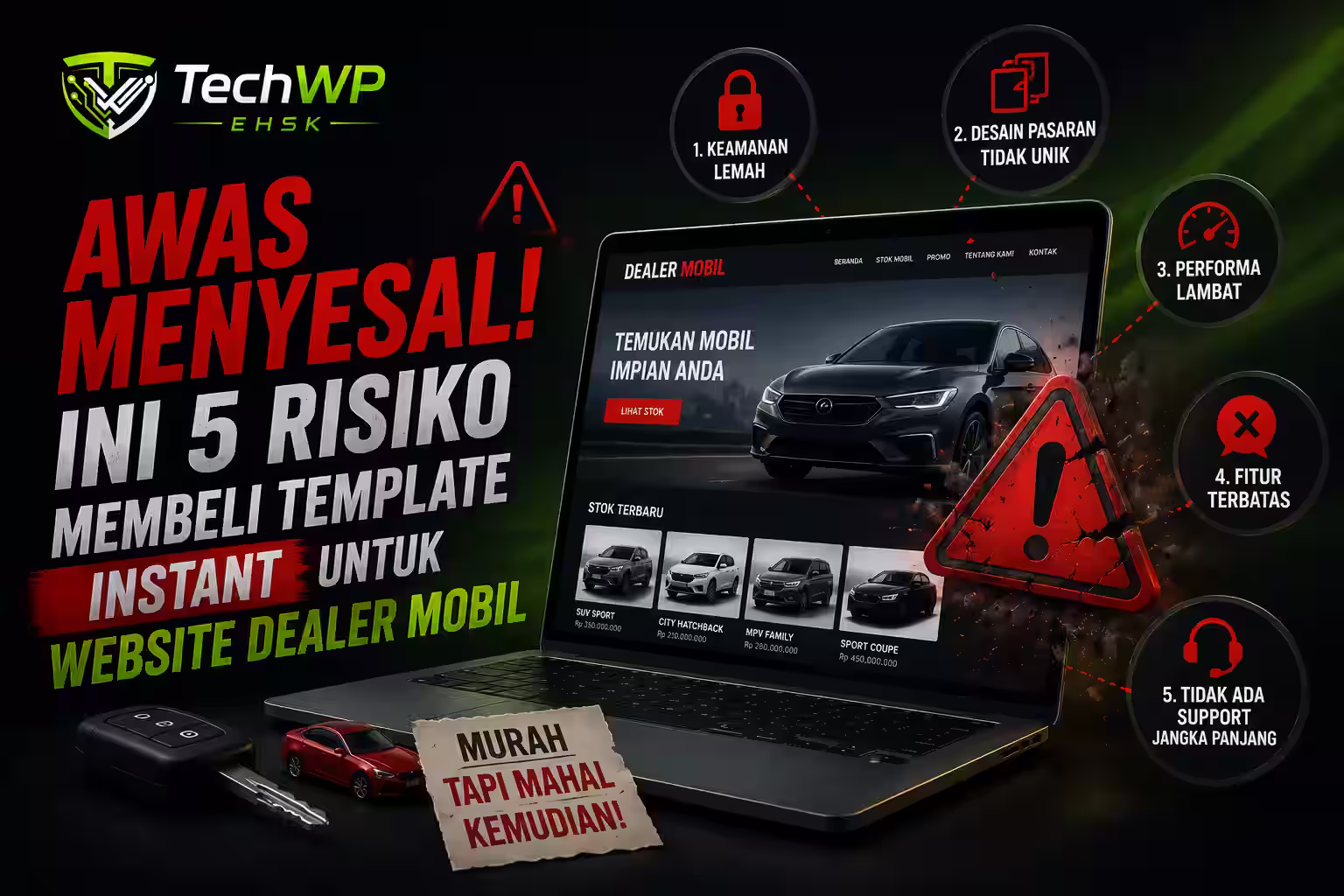 Awas Menyesal! Ini 5 Risiko Membeli Template Instan untuk Website Dealer Mobil